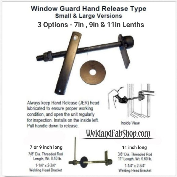 Window Bar Release / Egress 7in long.